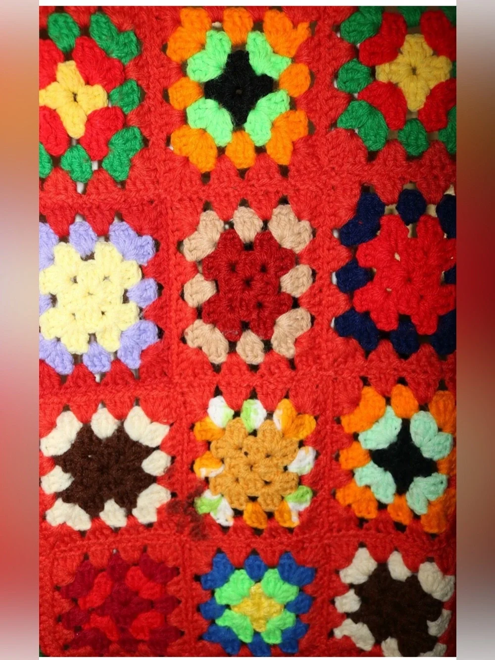 Beautiful Hand Crocheted Granny Square Throw Blanket for Bed, Couch, Chair